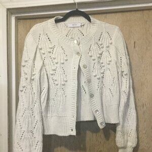 Greylin knit button up cardigan the pattern has bobbles on the front and arms M